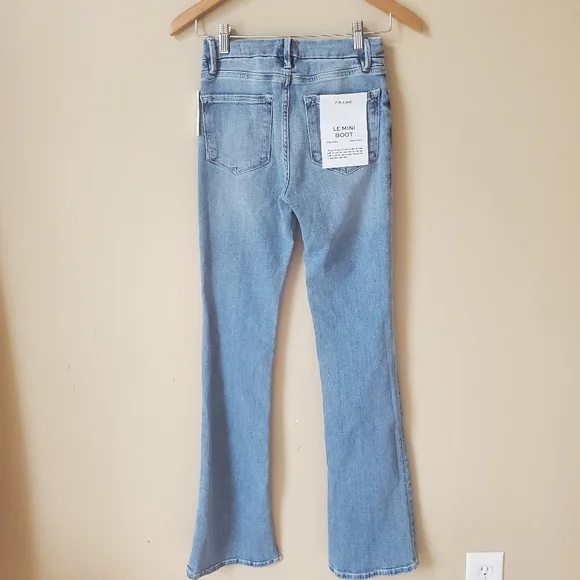 Frame Le Mini Split Hem Mid-Rise Bootcut Jeans Light Blue